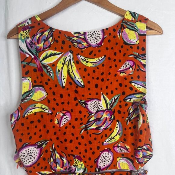 OPT Two Piece Linen Blend Set Top & Shorts Hawaiian Floral Polka Dot Print S/M* - Picture 5 of 15